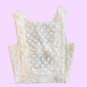 Elegant White Lace Sleeveless Crop Top